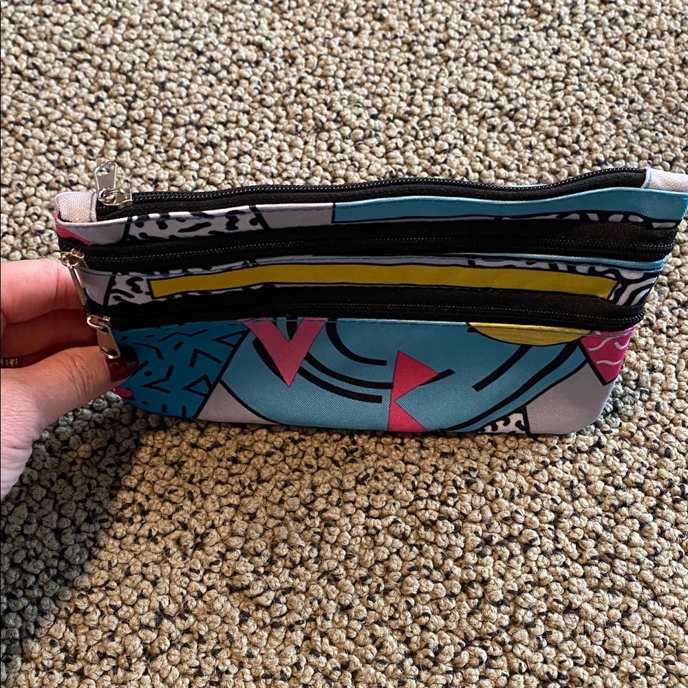 Colorful Geometric Patterned Pouch - Picture 2 of 5